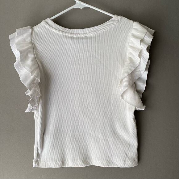 Zara sz L ruffle sleeve ribbed crop tank top NWT - Picture 7 of 9